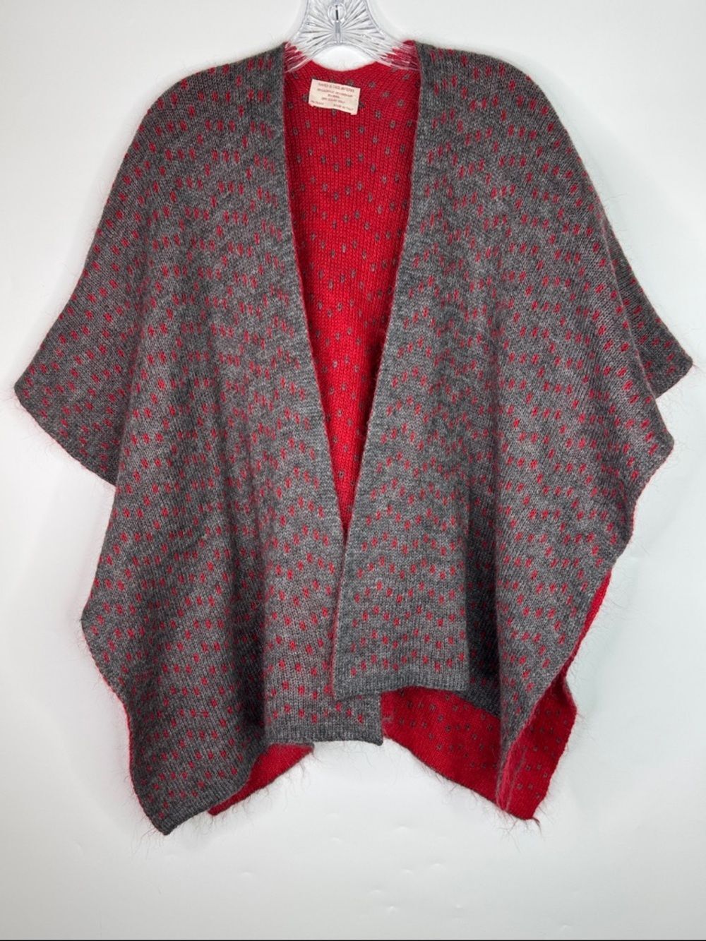 Nardi & Tagliaferri Italian Mohair Wool Blend Red Gray Shawl/Wrap